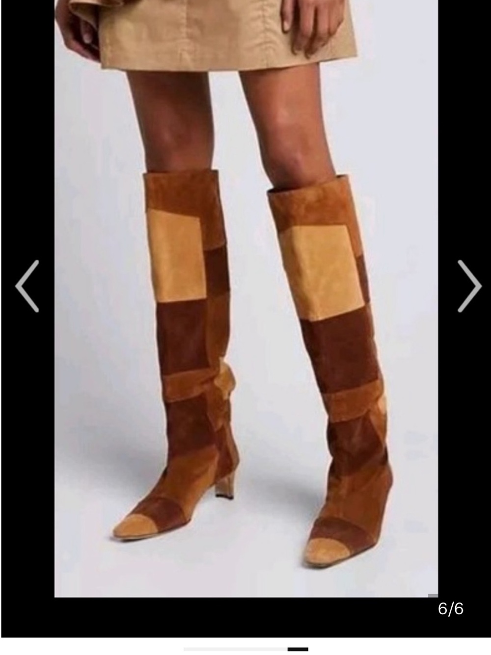 NWOT STAUD Patchwork Suede Boots in Brown and Tan